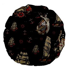 Vintage Tattoos Nautical Large 18  Premium Flano Round Cushions by Vaneshop