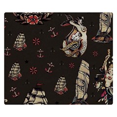 Vintage Tattoos Nautical Two Sides Premium Plush Fleece Blanket (small) by Vaneshop