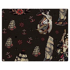 Vintage Tattoos Nautical Two Sides Premium Plush Fleece Blanket (medium) by Vaneshop