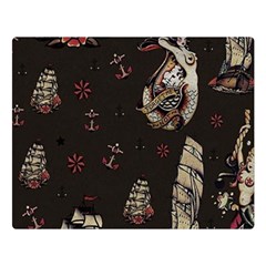 Vintage Tattoos Nautical Two Sides Premium Plush Fleece Blanket (large) by Vaneshop