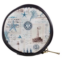 Nautical Lighthouse Vintage Postcard French Writing Mini Makeup Bag by Vaneshop