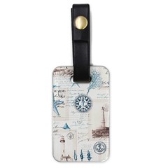 Nautical Lighthouse Vintage Postcard French Writing Luggage Tag (one Side) by Vaneshop