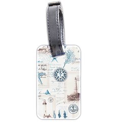 Nautical Lighthouse Vintage Postcard French Writing Luggage Tag (two Sides) by Vaneshop