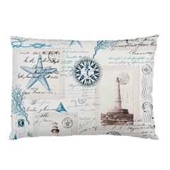 Nautical Lighthouse Vintage Postcard French Writing Pillow Case (two Sides) by Vaneshop