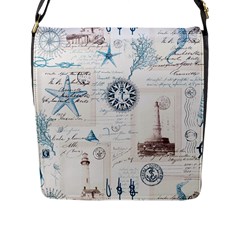 Nautical Lighthouse Vintage Postcard French Writing Flap Closure Messenger Bag (l) by Vaneshop