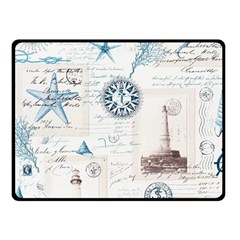 Nautical Lighthouse Vintage Postcard French Writing Two Sides Fleece Blanket (small) by Vaneshop