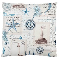 Nautical Lighthouse Vintage Postcard French Writing Standard Premium Plush Fleece Cushion Case (two Sides) by Vaneshop