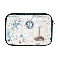 Nautical Lighthouse Vintage Postcard French Writing Apple Macbook Pro 17  Zipper Case by Vaneshop