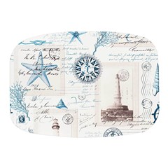 Nautical Lighthouse Vintage Postcard French Writing Mini Square Pill Box by Vaneshop