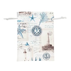 Nautical Lighthouse Vintage Postcard French Writing Lightweight Drawstring Pouch (m) by Vaneshop