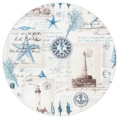 Nautical Lighthouse Vintage Postcard French Writing Round Trivet by Vaneshop