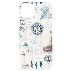 Nautical Lighthouse Vintage Postcard French Writing Iphone 14 Plus Black Uv Print Case by Vaneshop