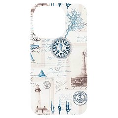 Nautical Lighthouse Vintage Postcard French Writing Iphone 14 Pro Black Uv Print Case by Vaneshop