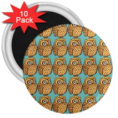 Owl Bird Pattern 3  Magnets (10 pack) 