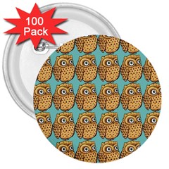 Owl Bird Pattern 3  Buttons (100 Pack)  by Vaneshop