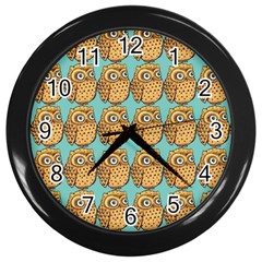 Owl Bird Pattern Wall Clock (black)