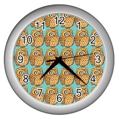 Owl Bird Pattern Wall Clock (Silver)