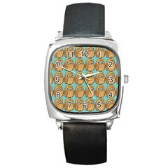 Owl Bird Pattern Square Metal Watch