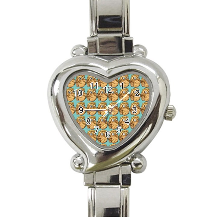 Owl Bird Pattern Heart Italian Charm Watch