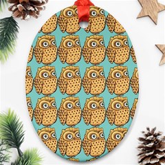 Owl Bird Pattern Oval Ornament (Two Sides)