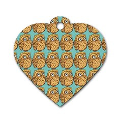 Owl Bird Pattern Dog Tag Heart (one Side) by Vaneshop