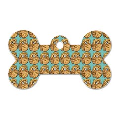 Owl Bird Pattern Dog Tag Bone (One Side)