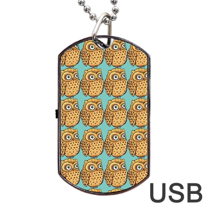 Owl Bird Pattern Dog Tag USB Flash (Two Sides)