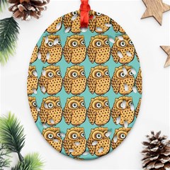 Owl Bird Pattern Oval Filigree Ornament (Two Sides)