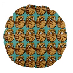 Owl Bird Pattern Large 18  Premium Round Cushions