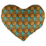 Owl Bird Pattern Large 19  Premium Heart Shape Cushions Front