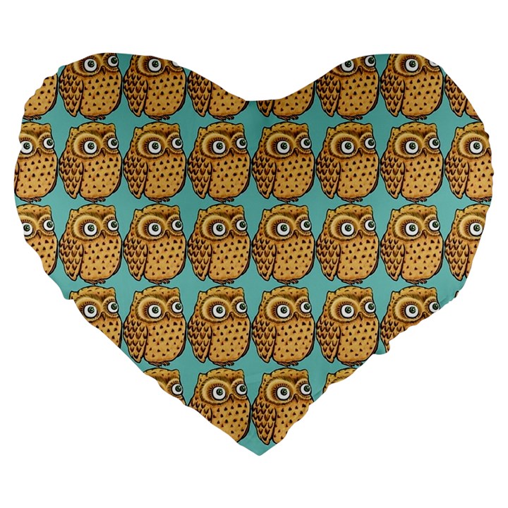 Owl Bird Pattern Large 19  Premium Heart Shape Cushions