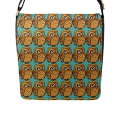 Owl Bird Pattern Flap Closure Messenger Bag (L)