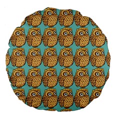 Owl Bird Pattern Large 18  Premium Flano Round Cushions by Vaneshop