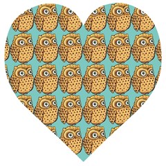 Owl Bird Pattern Wooden Puzzle Heart