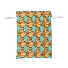 Owl Bird Pattern Lightweight Drawstring Pouch (L)