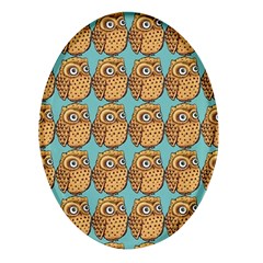 Owl Bird Pattern Oval Glass Fridge Magnet (4 Pack)