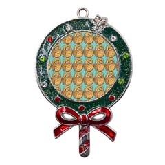 Owl Bird Pattern Metal X mas Lollipop With Crystal Ornament