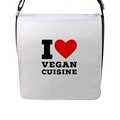 I Love Vegan Cuisine Flap Closure Messenger Bag (l) by ilovewhateva