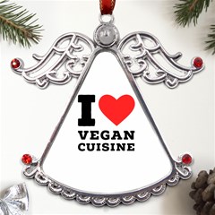 I Love Vegan Cuisine Metal Angel With Crystal Ornament by ilovewhateva