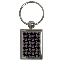 Midnight Noir Garden Chic Pattern Key Chain (rectangle) by dflcprintsclothing