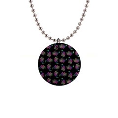 Midnight Noir Garden Chic Pattern 1  Button Necklace by dflcprintsclothing