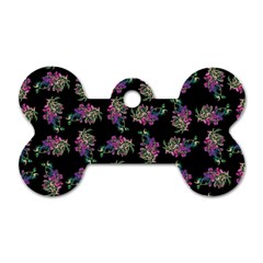 Midnight Noir Garden Chic Pattern Dog Tag Bone (two Sides)