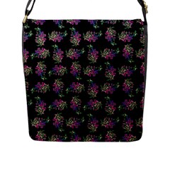 Midnight Noir Garden Chic Pattern Flap Closure Messenger Bag (l) by dflcprintsclothing