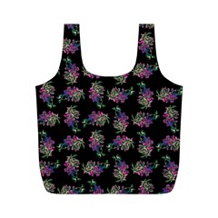 Midnight Noir Garden Chic Pattern Full Print Recycle Bag (m) by dflcprintsclothing