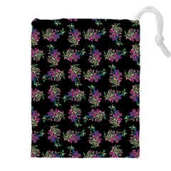 Midnight Noir Garden Chic Pattern Drawstring Pouch (4xl) by dflcprintsclothing