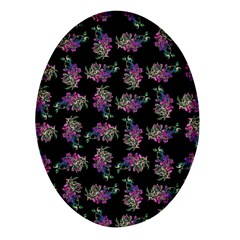 Midnight Noir Garden Chic Pattern Oval Glass Fridge Magnet (4 Pack)