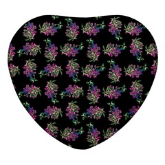 Midnight Noir Garden Chic Pattern Heart Glass Fridge Magnet (4 Pack) by dflcprintsclothing