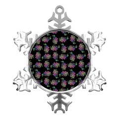 Midnight Noir Garden Chic Pattern Metal Small Snowflake Ornament by dflcprintsclothing