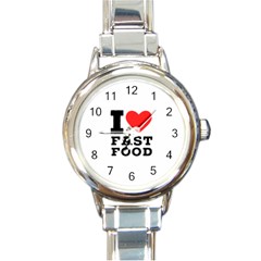 I Love Fast Food Round Italian Charm Watch by ilovewhateva