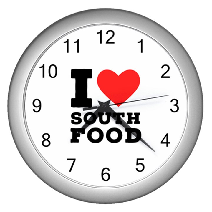 I love south food Wall Clock (Silver)